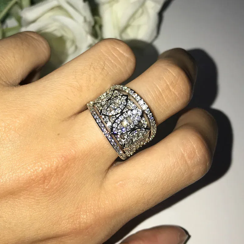 Fashion personalised zircon micro setting ring in alloy for women, picture colour