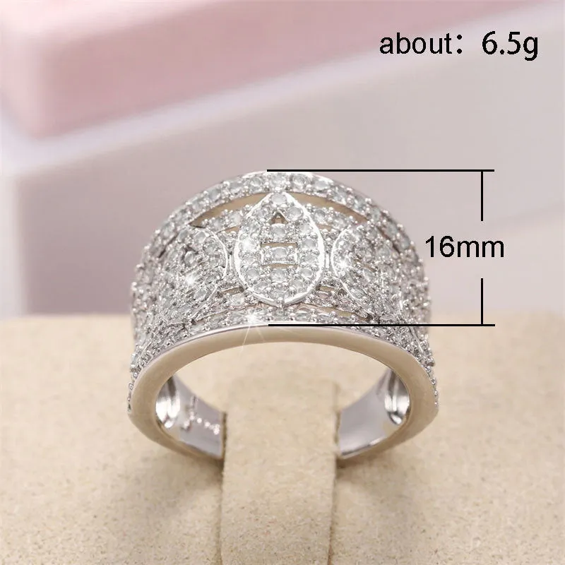 Fashion personalised zircon micro setting ring in alloy for women, picture colour