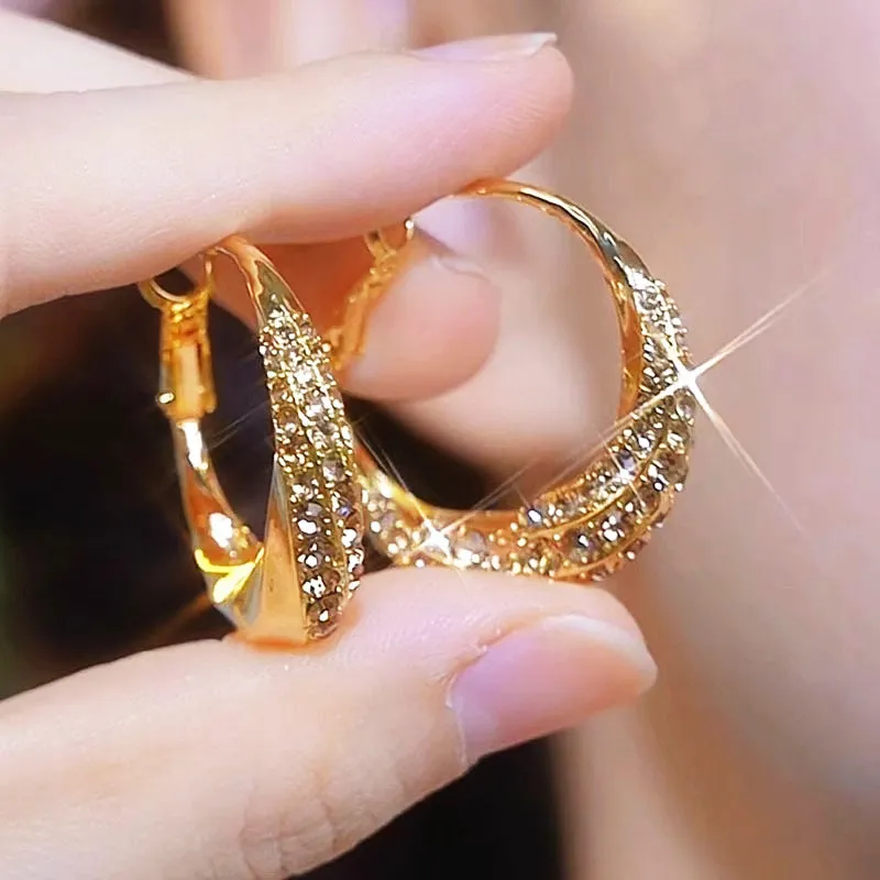 Alloy Hoop Earrings with Electroplated Finish Geometric Shape F247-A Large Hoop Earrings for Women Delicate Personality Ornament Statement Jewellery Pair
