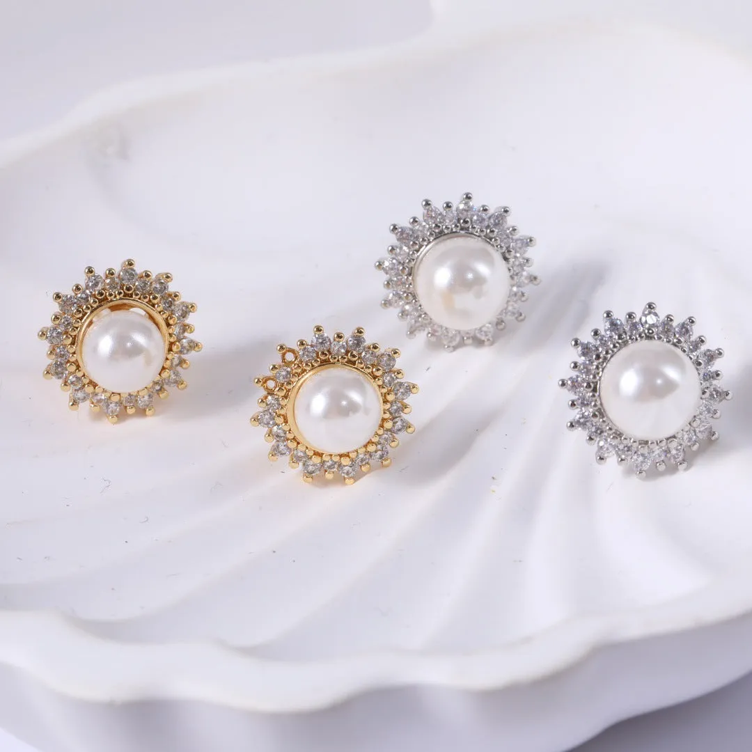 Light luxury women's copper flower earrings with electroplated finish, available in gold or silver, petal design