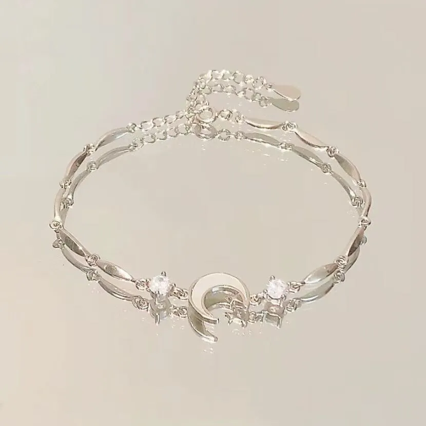 Fashion crystal zircon alloy bracelet for women in electroplated finish with blue wave design