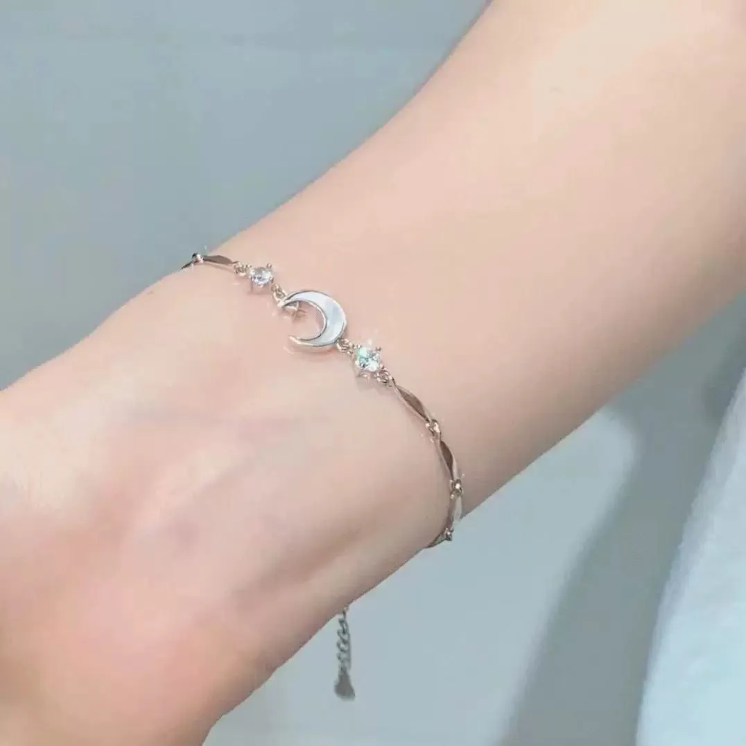 Fashion crystal zircon alloy bracelet for women in electroplated finish with blue wave design
