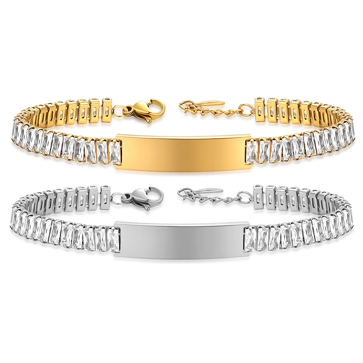 Titanium steel zircon bracelet for women, electroplated simple style, available in three colours