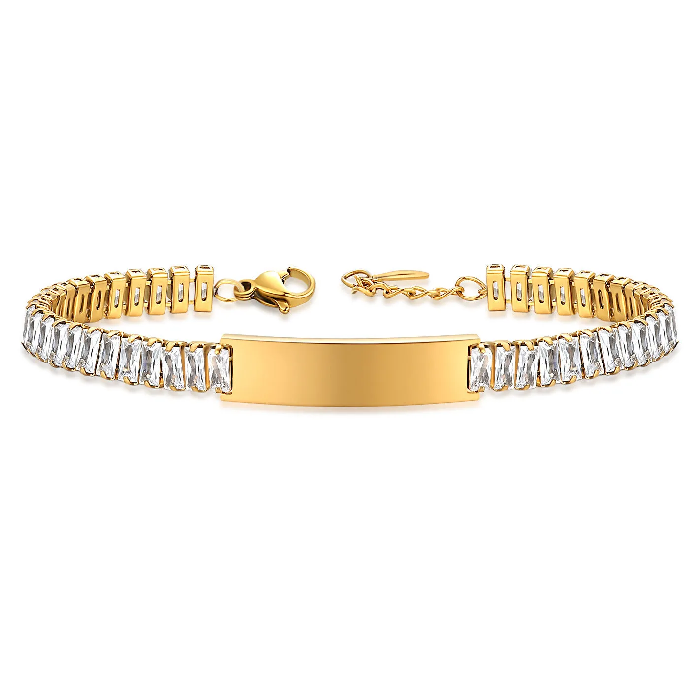 Titanium steel zircon bracelet for women, electroplated simple style, available in three colours