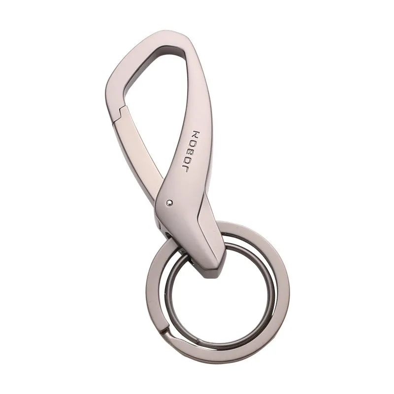Zinc alloy car key waist hanging double ring keychain in black, chrome, and nickel colours