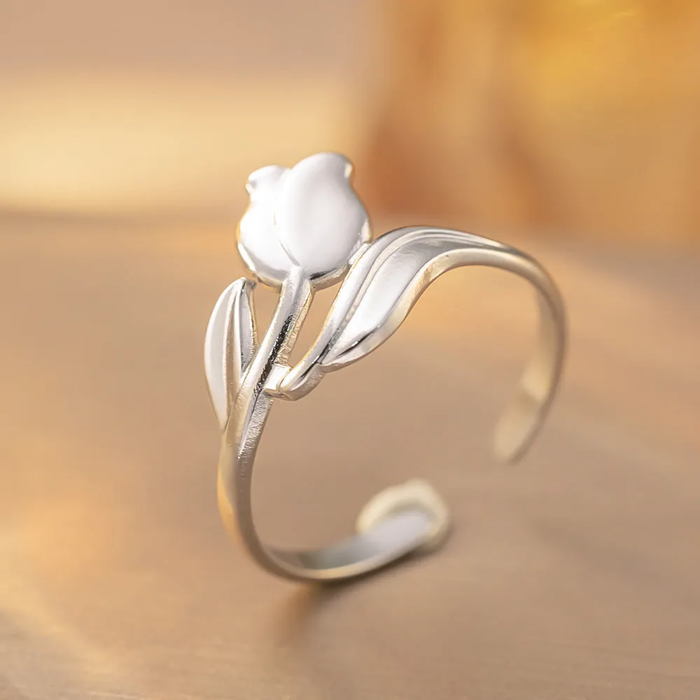 Open adjustable titanium steel love ring in gold colour, retro geometric split ring design