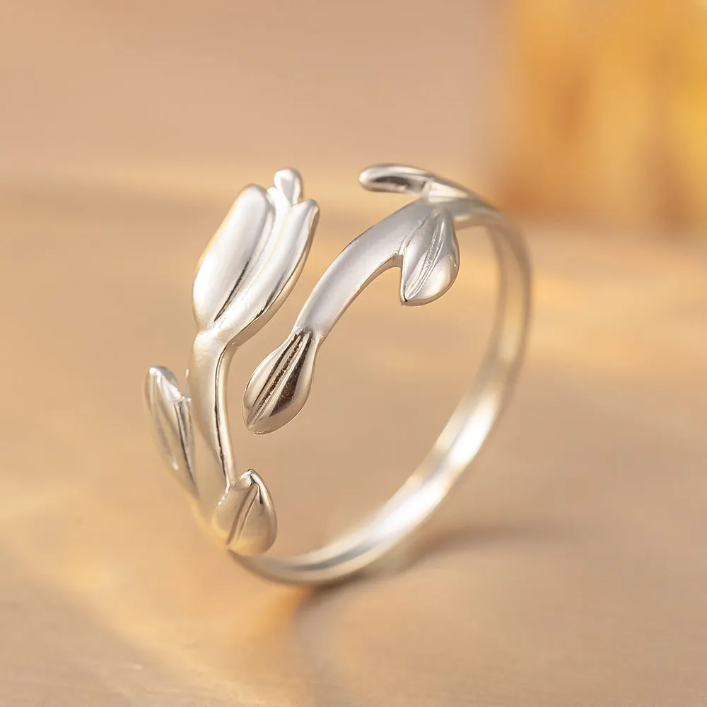 Open adjustable titanium steel love ring in gold colour, retro geometric split ring design