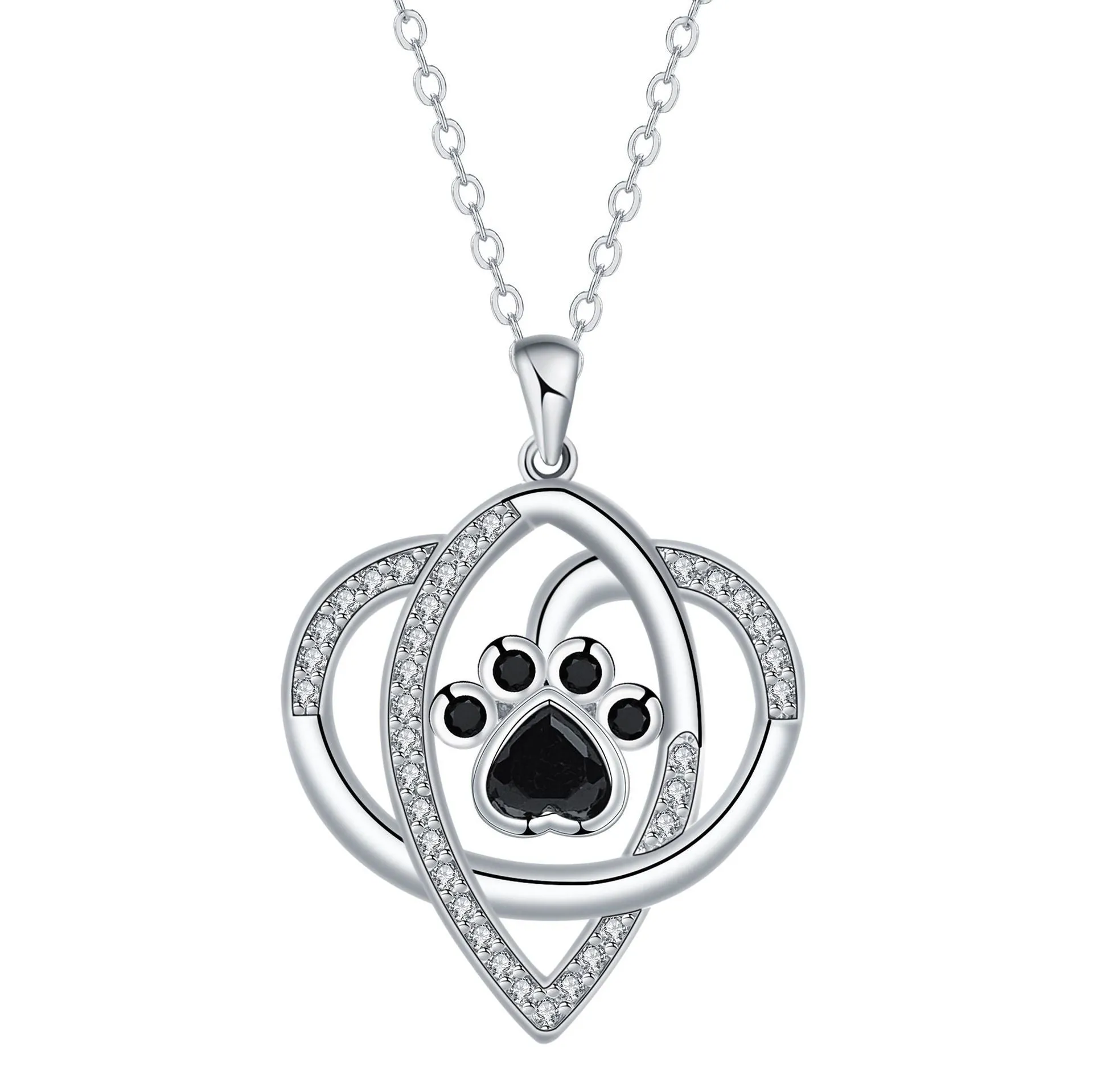 Women's copper necklace with dog paw pendant on cross chain