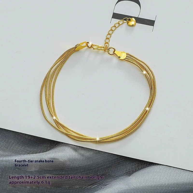 Gold brass heart-shaped fashion bracelet for women with electroplated finish on flat surface