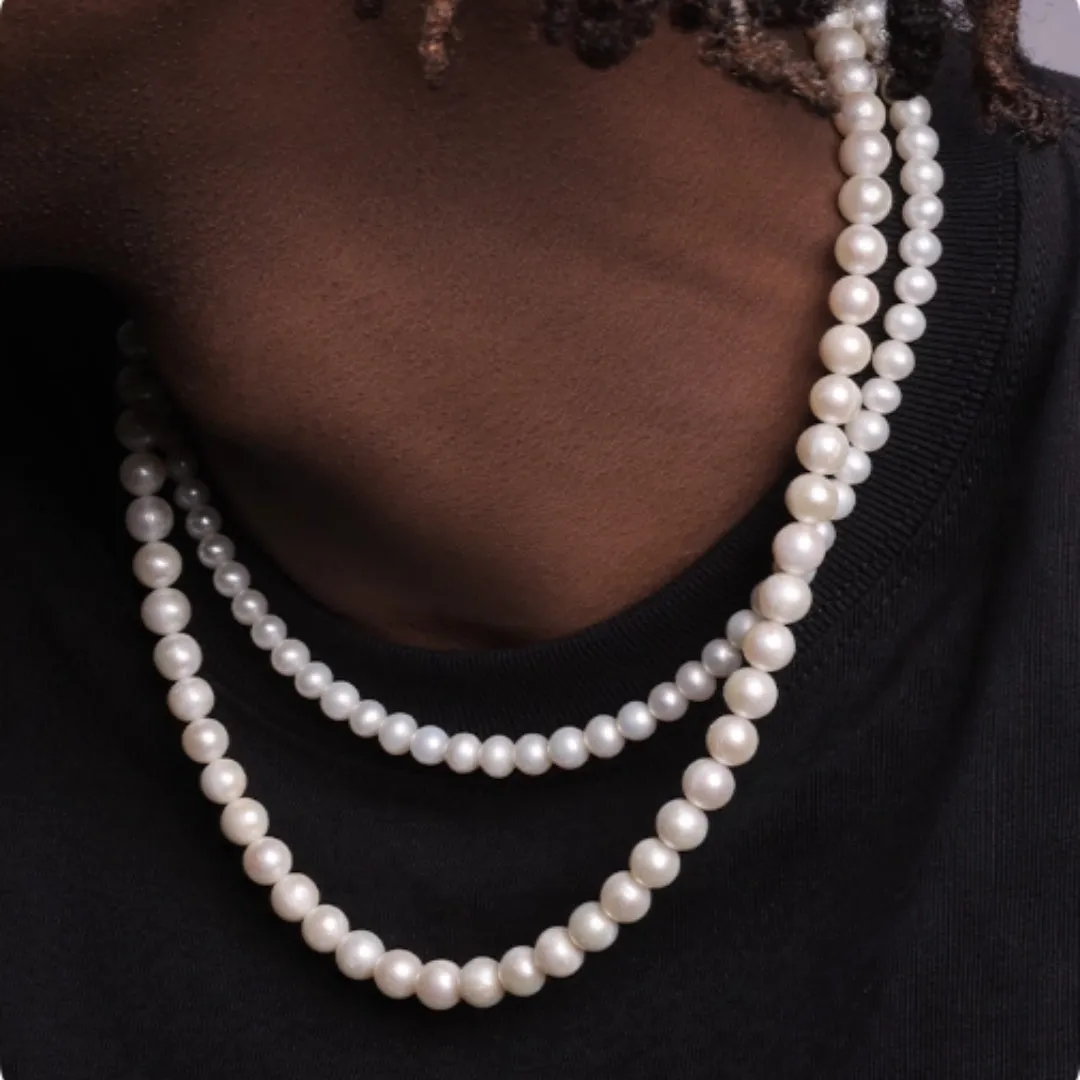 Natural pearl necklace unisex clavicle length mother of pearl beads 10mm 6mm 7mm 8mm 9mm chain 45cm