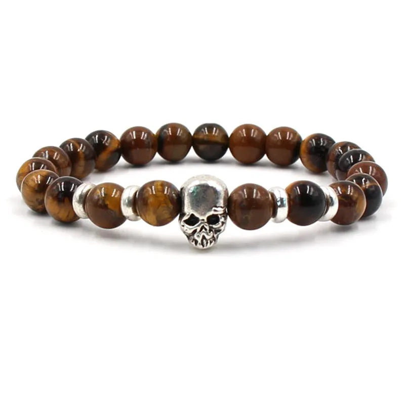 8mm natural white turquoise agate stone men's stretch bracelet on elastic cord