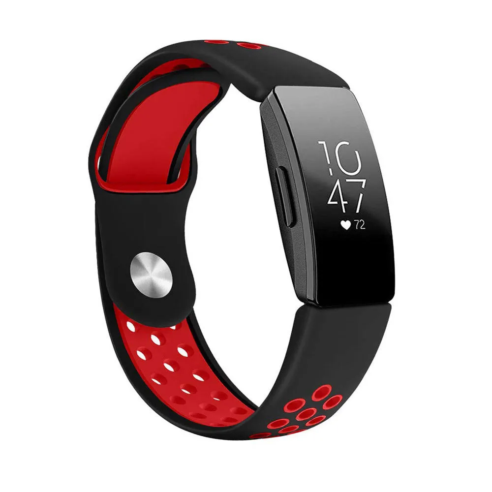 Two-colour breathable hole silicone watch strap in black and grey, large size