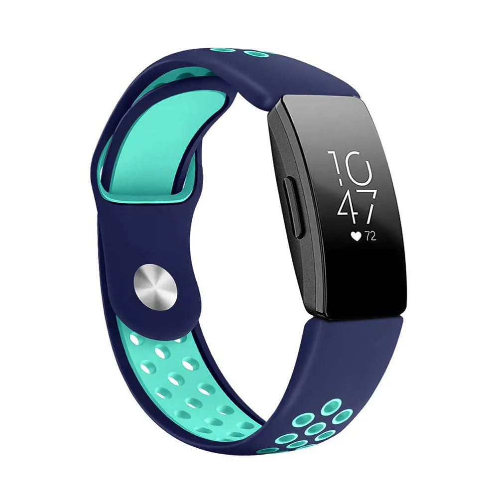 Two-colour breathable hole silicone watch strap in black and grey, large size