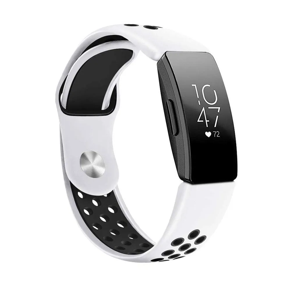 Two-colour breathable hole silicone watch strap in black and grey, large size
