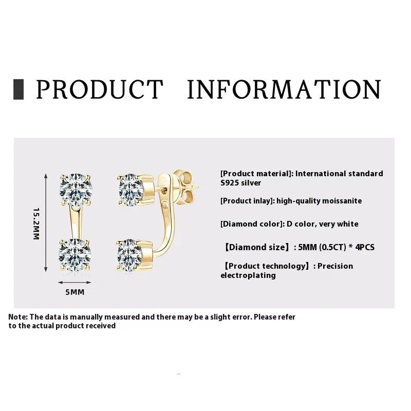 Moissanite earrings geometric circle silver electroplating gold platinum light luxury
