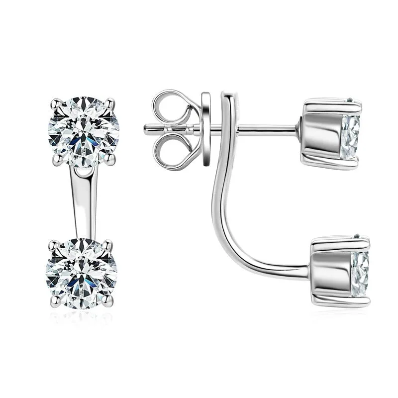 Moissanite earrings geometric circle silver electroplating gold platinum light luxury