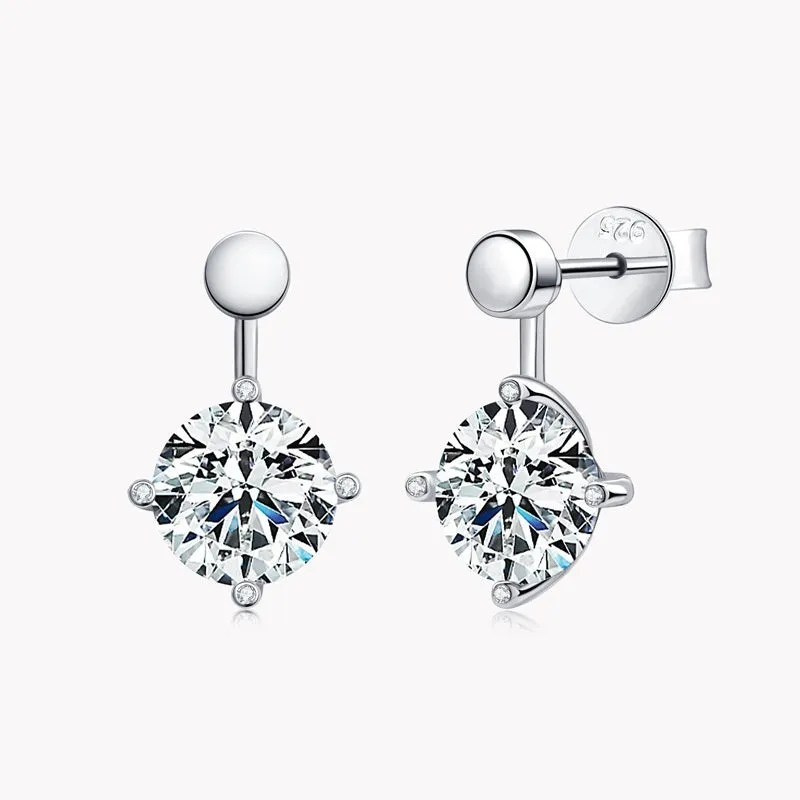 Moissanite earrings geometric circle silver electroplating gold platinum light luxury