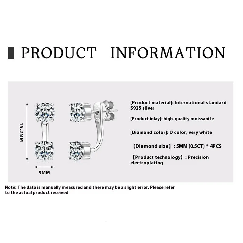 Moissanite earrings geometric circle silver electroplating gold platinum light luxury
