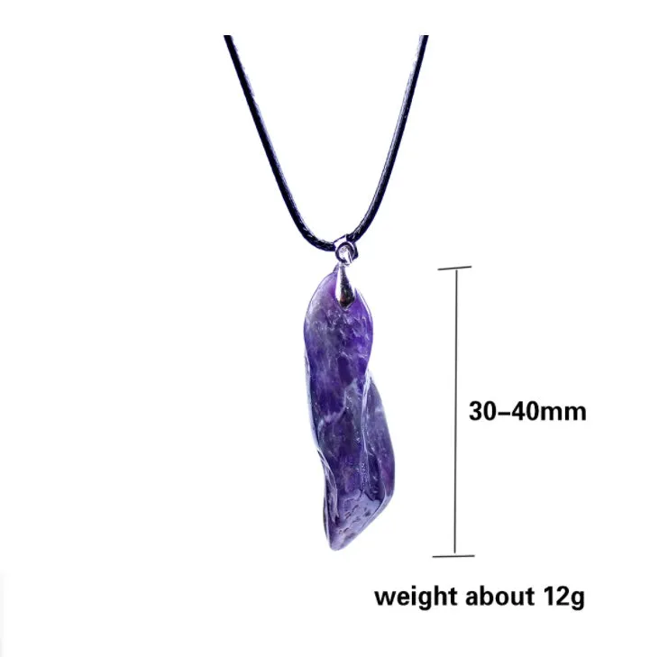 Natural amethyst dog teeth pendant 20-30mm length modern simplicity style purple gemstone