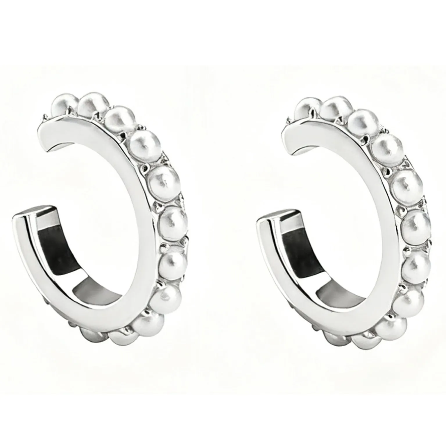 925 sterling silver 18K electroplated artistic pearl ear clip in gold finish with round imitation pearls and geometric frame