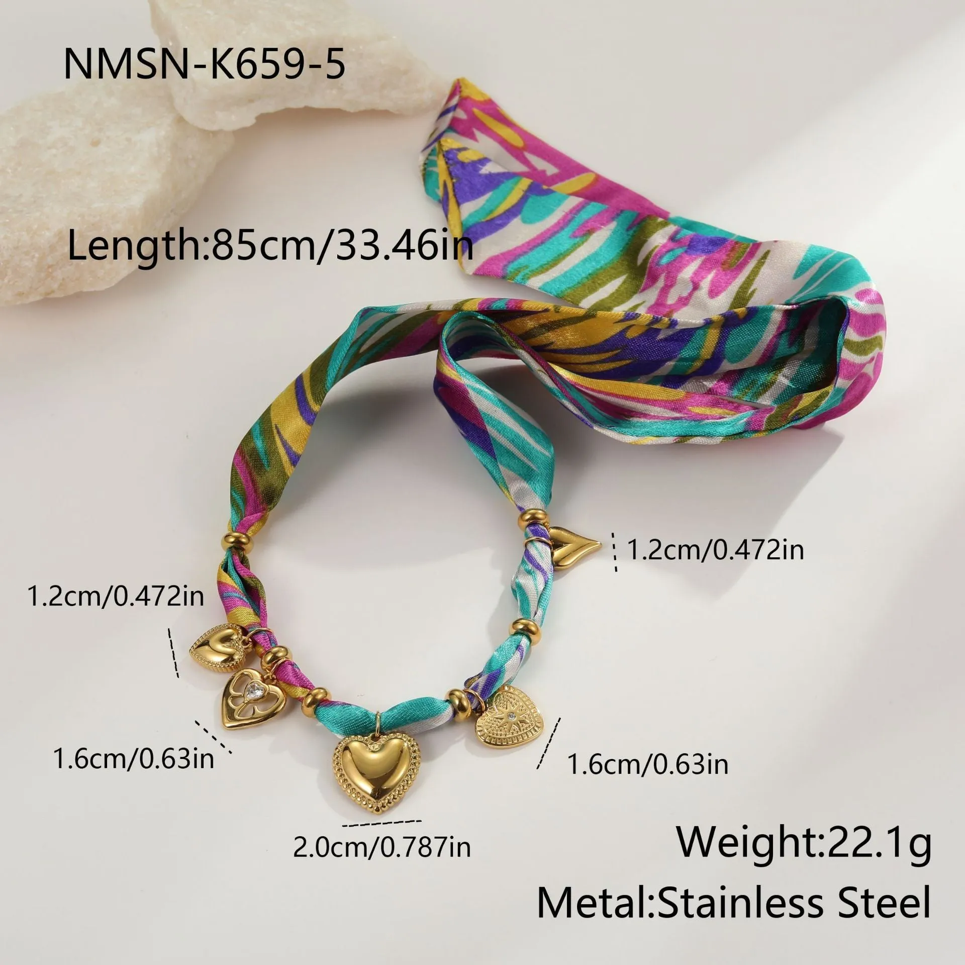 Geometric pendant chain necklace or bracelet with 18K gold electroplated finish on stainless steel