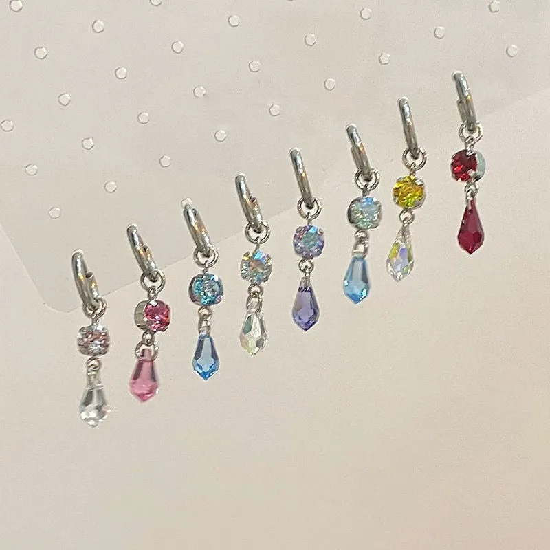 Water drop pendant earrings in geometric shape, copper with electroplating, available in multiple colours for women