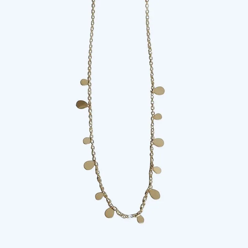 Titanium steel clavicle chain with electroplated finish O-ring chain and white diamond drop pendant