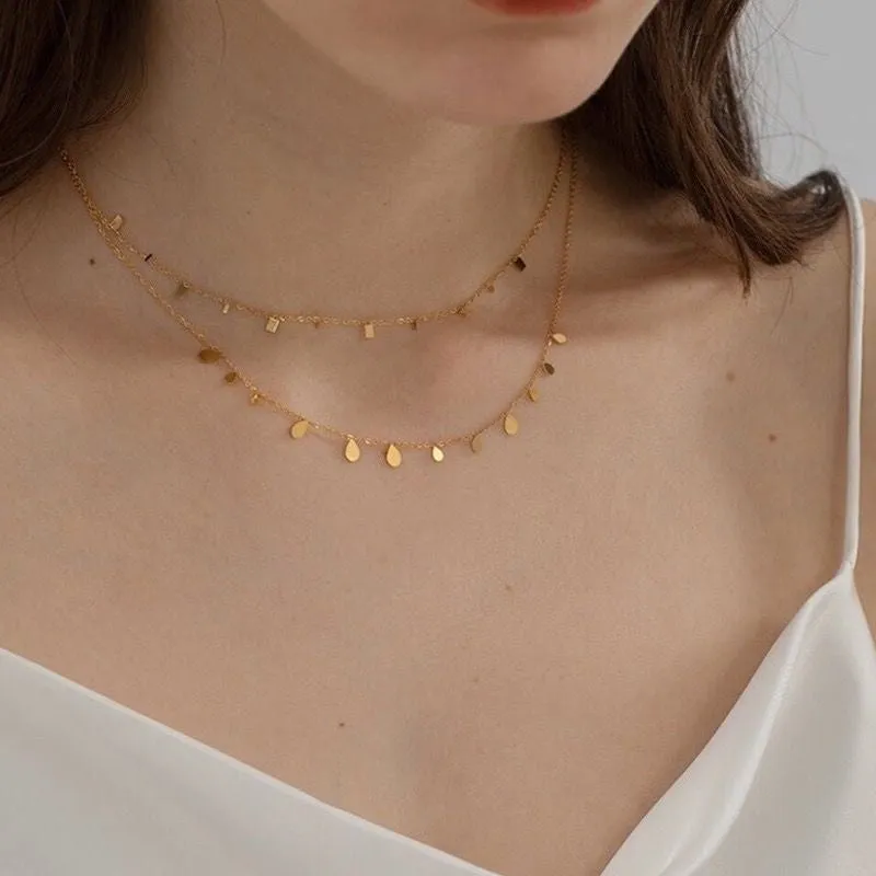 Titanium steel clavicle chain with electroplated finish O-ring chain and white diamond drop pendant