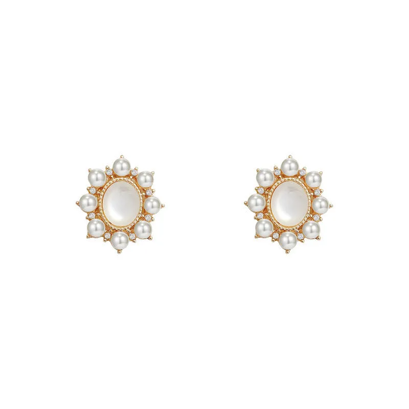Alloy ZB-43 silver needle hoop earrings pair for Korean fashion, lightweight jewellery, silver finish
