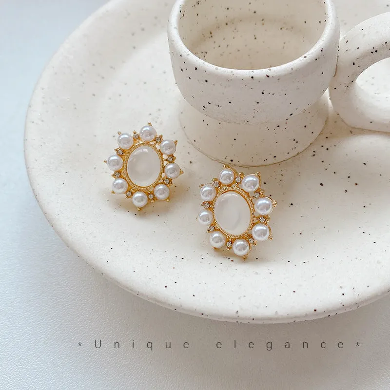 Alloy ZB-43 silver needle hoop earrings pair for Korean fashion, lightweight jewellery, silver finish