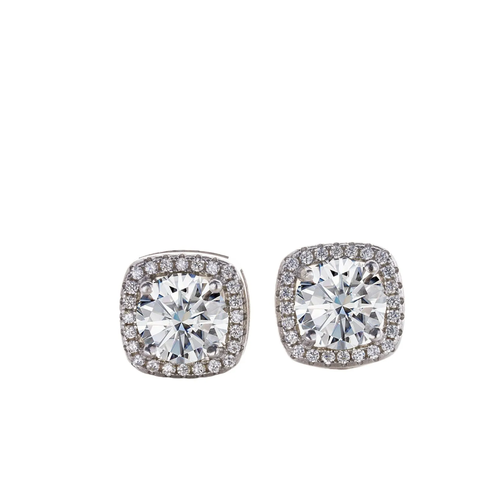 Micro inlaid moissanite stud earrings in S925 sterling silver with round natural stones, unisex design, 1CT per pair