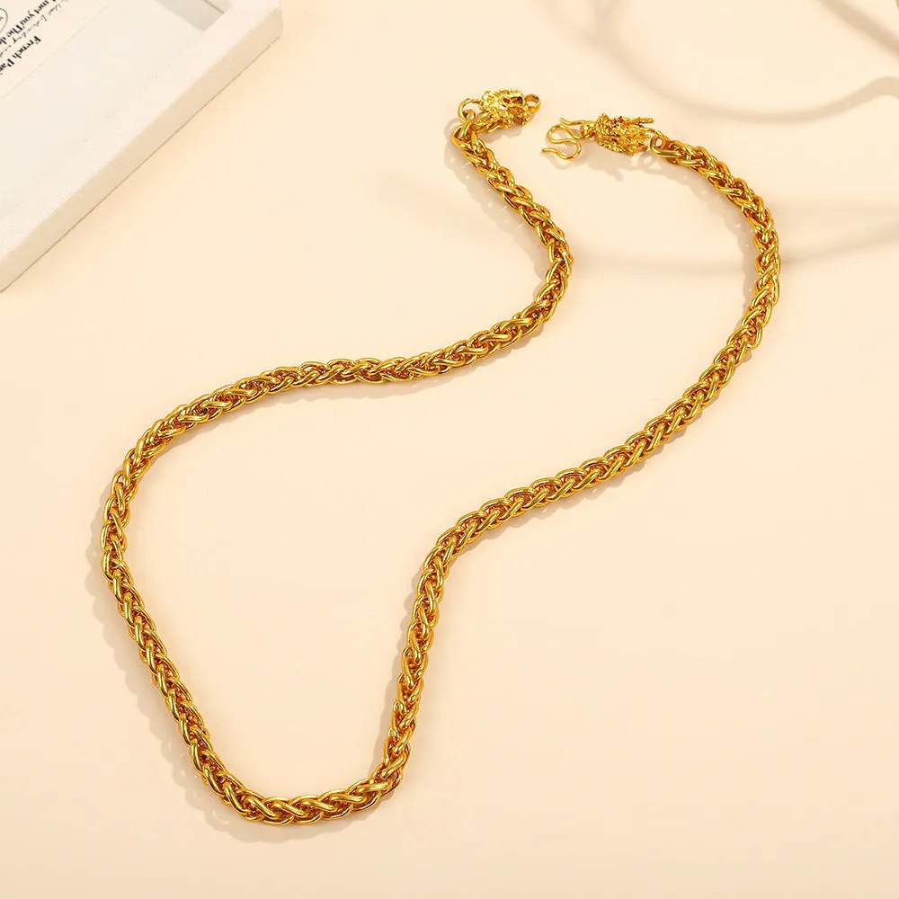 Alloy snake bones chain necklace in titanium steel finish with bones pattern, one of eight colour style options