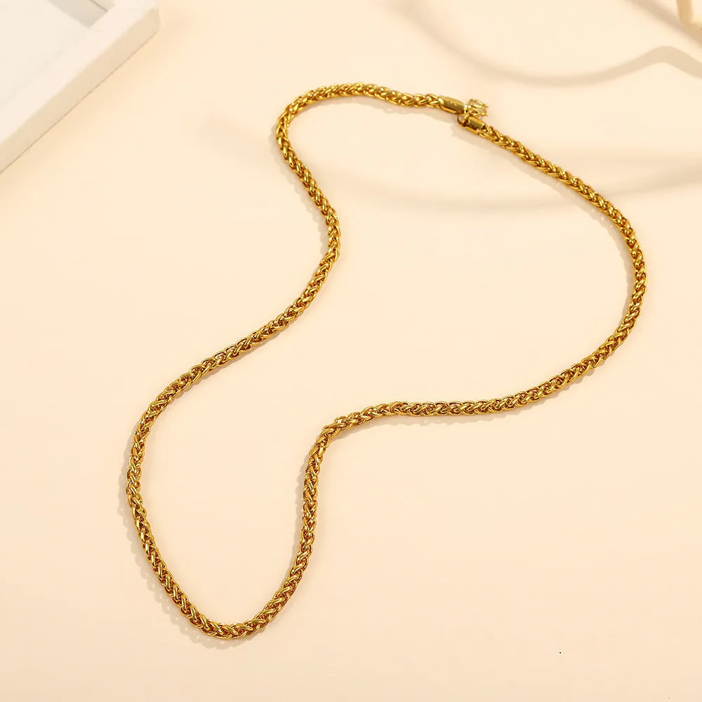Alloy snake bones chain necklace in titanium steel finish with bones pattern, one of eight colour style options