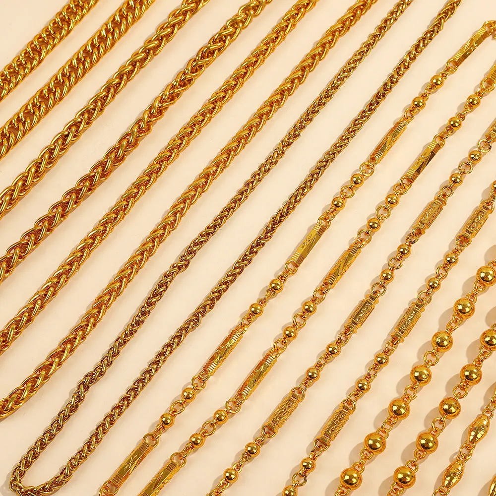 Alloy snake bones chain necklace in titanium steel finish with bones pattern, one of eight colour style options