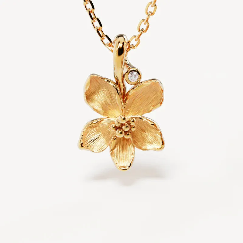 Women's creative all-match flower pendant necklace made of 304 stainless steel with 18K gold electroplating, 45cm chain length