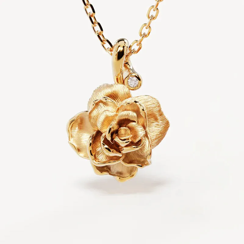 Women's creative all-match flower pendant necklace made of 304 stainless steel with 18K gold electroplating, 45cm chain length