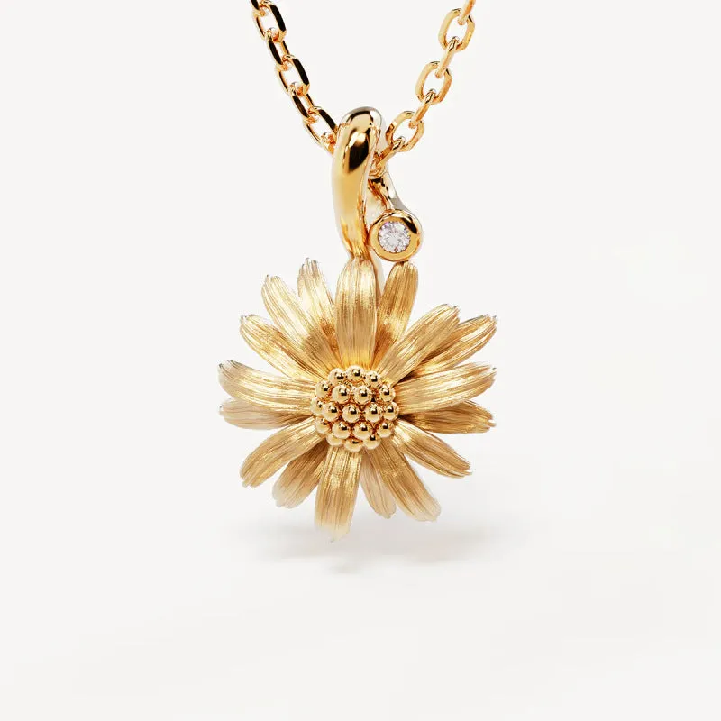 Women's creative all-match flower pendant necklace made of 304 stainless steel with 18K gold electroplating, 45cm chain length