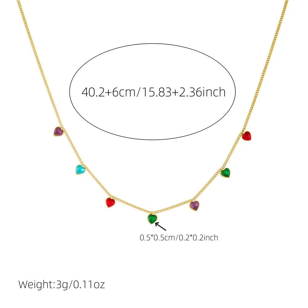 Women's gold-plated heart necklace with adjustable chain on stainless steel