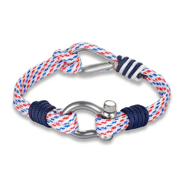 Cotton rope chain umbrella bracelet with toggle clasp and stainless steel charm, adjustable 21.5cm length, black colour