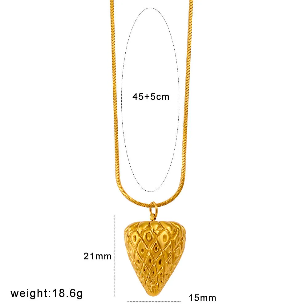Stainless steel necklace with a choice of apple, grape, watermelon, banana, pineapple or strawberry fruit pendant.