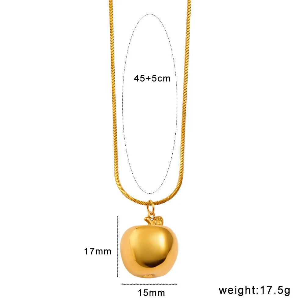 Stainless steel necklace with a choice of apple, grape, watermelon, banana, pineapple or strawberry fruit pendant.