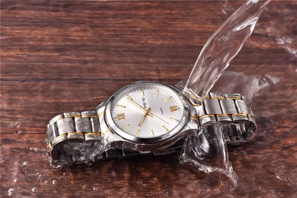 Fashion business quartz watch with 40mm dial, mineral glass mirror, and stainless steel butterfly buckle, black colour option