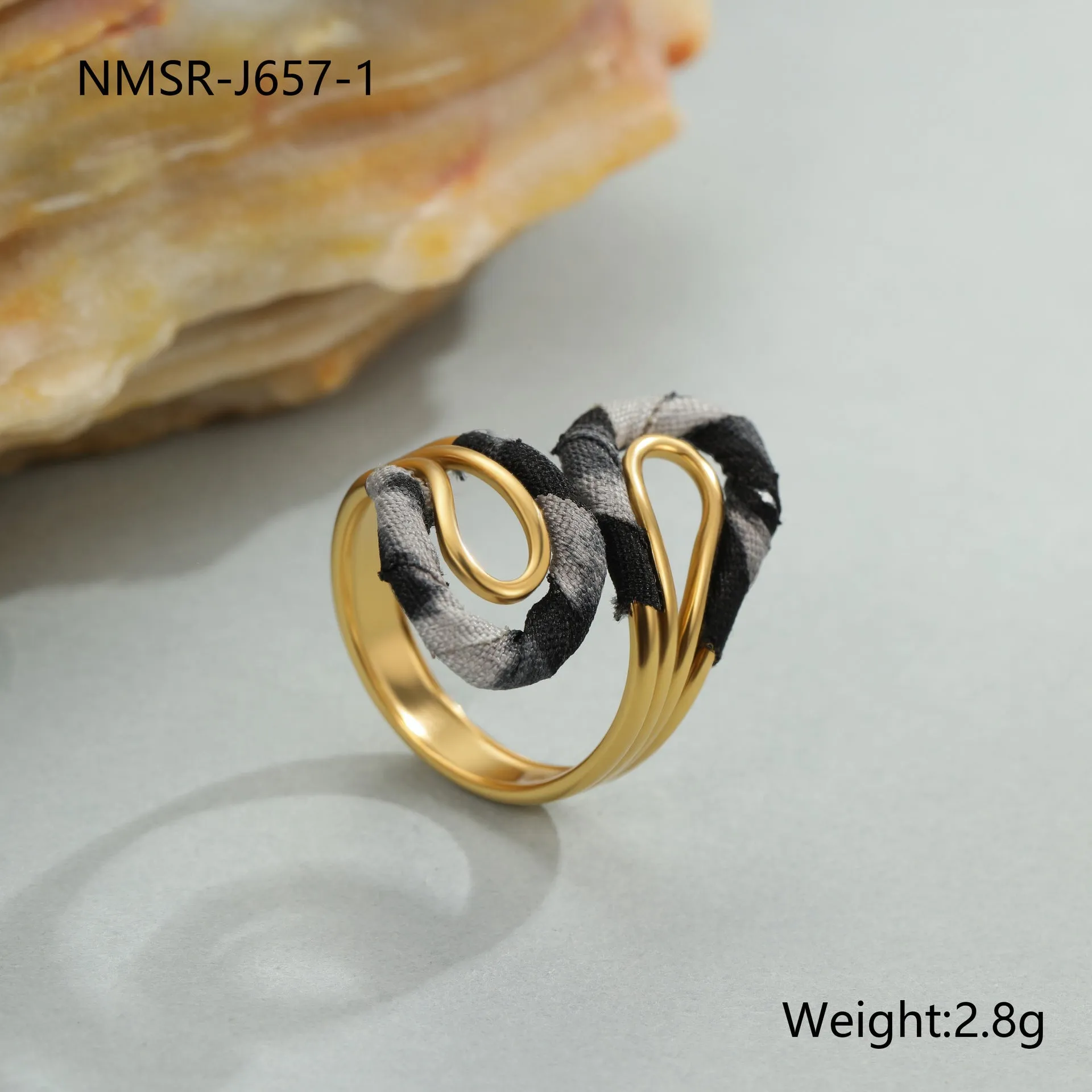 Stainless steel open mouth ring with leopard print design in geometric heart star shapes