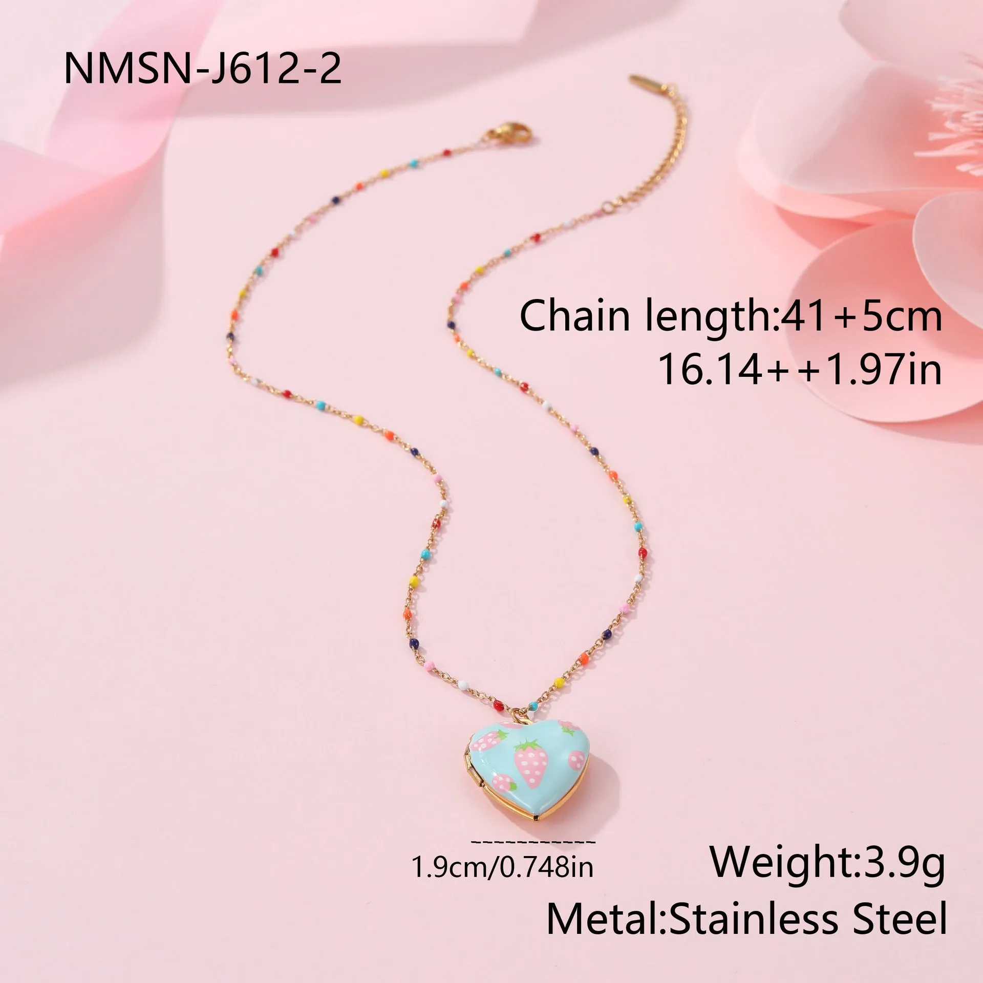 Gold-plated stainless steel necklace with fruit pendant on adjustable chain