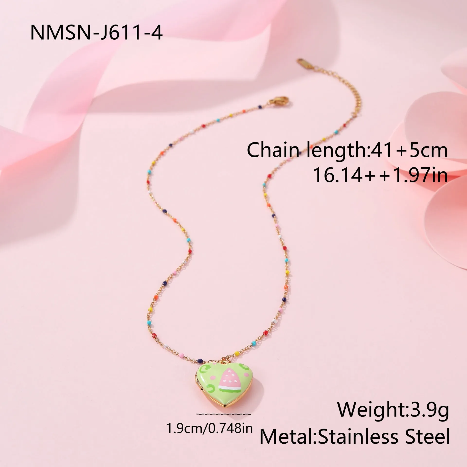 Gold-plated stainless steel necklace with fruit pendant on adjustable chain