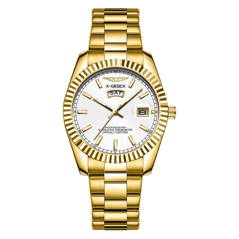Ultra-thin men's waterproof luminous quartz watch with stainless steel strap and round dial
