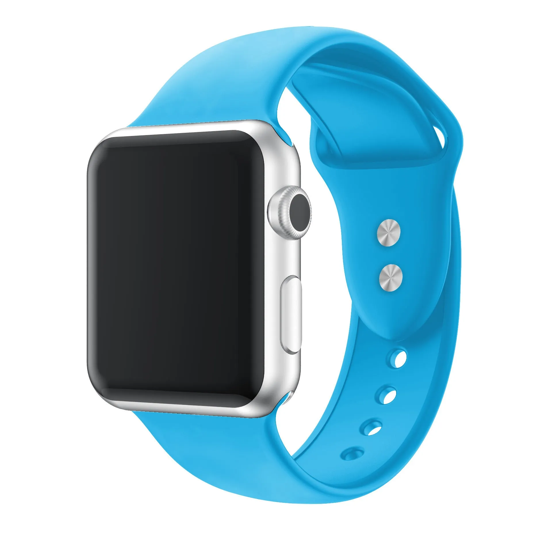 Double nail silicone watch strap in 14 colours, 38/40/41mm and 42/44/45mm, with straight buckle