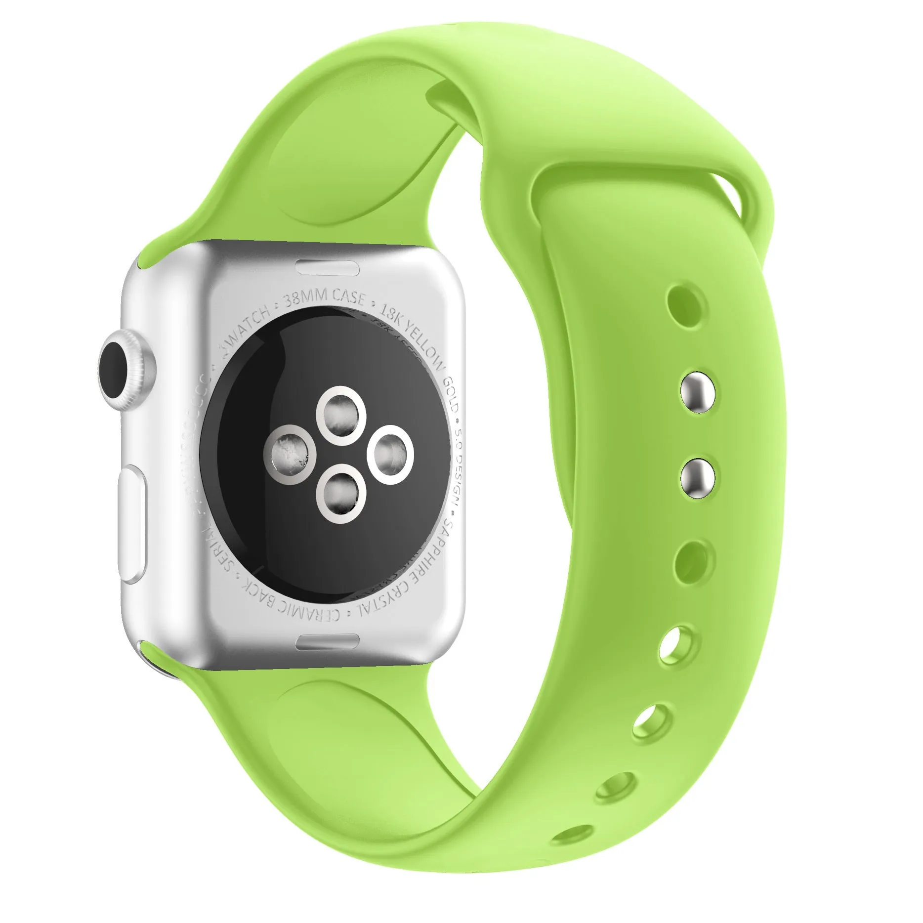 Double nail silicone watch strap in 14 colours, 38/40/41mm and 42/44/45mm, with straight buckle