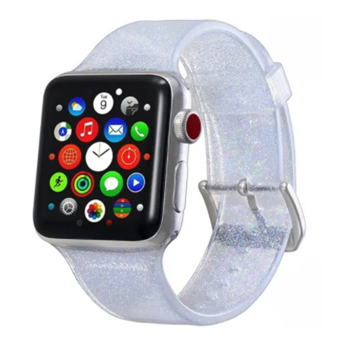Silicone watch strap replacement for Apple Watch 38mm 40mm 42mm 44mm in black
