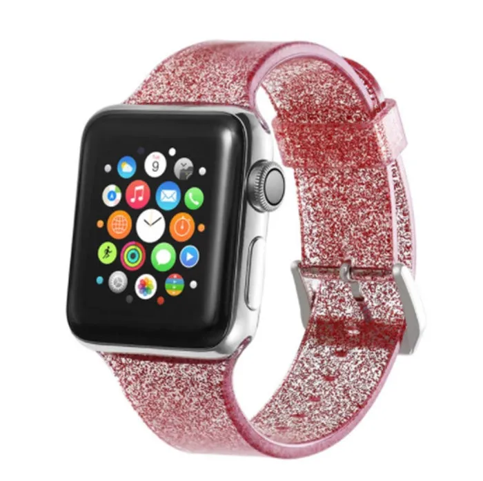 Silicone watch strap replacement for Apple Watch 38mm 40mm 42mm 44mm in black
